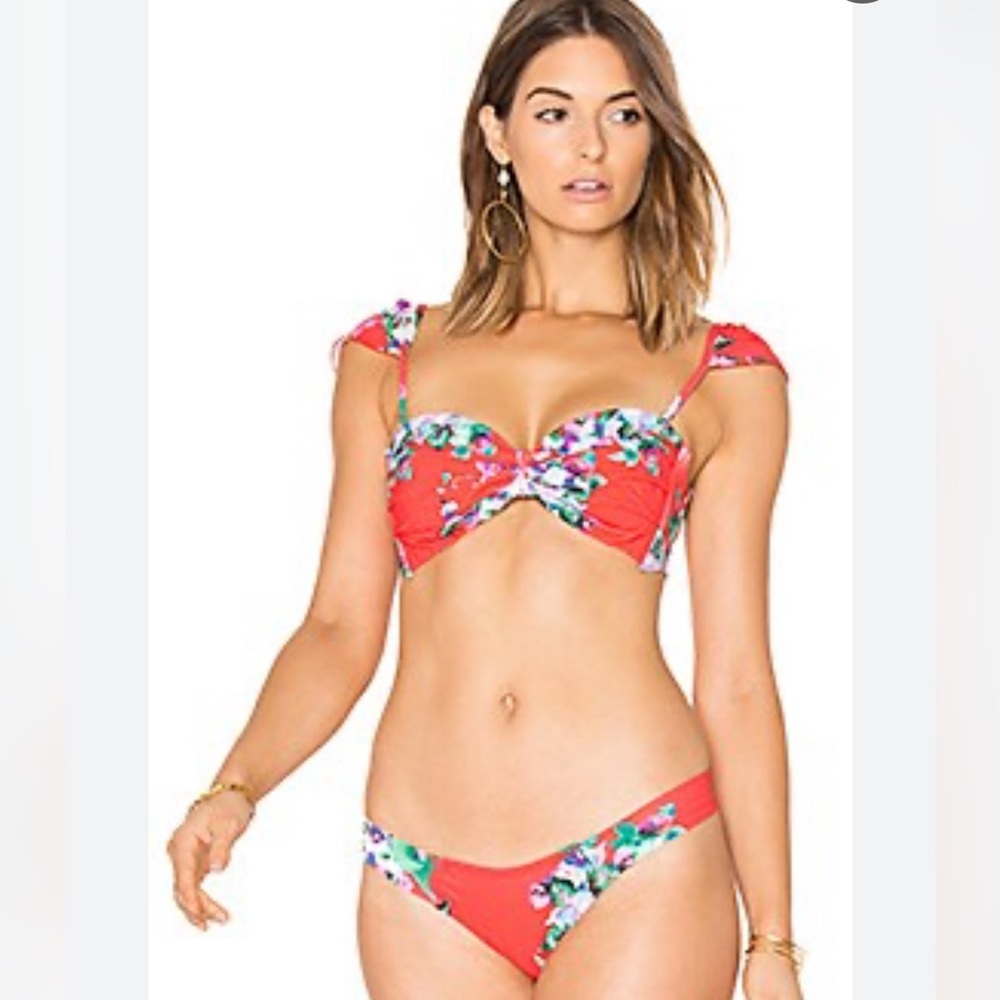 Montce Swim Red Floral Bikini Scrunch Butt